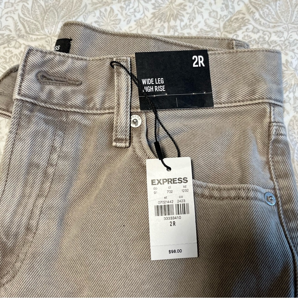 Express 2R High Rise / Wide Leg Grey Jeans
